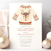 Reindeer Tacky Ugly Christmas Sweater Party Einladung