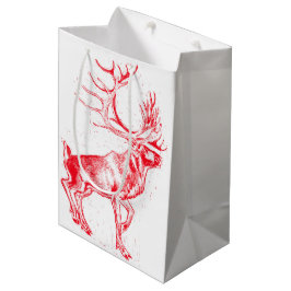Reindeer Toile de Jouy Gift Bag Mittlere Geschenktüte