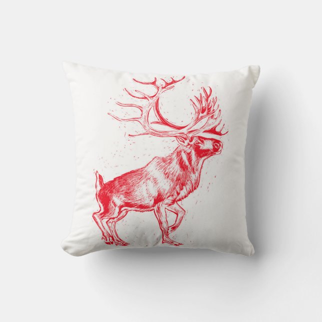 Reindeer Toile de Jouy Pillow Kissen (Vorderseite)