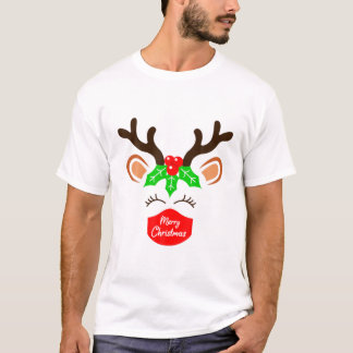 Reindeer Tragen Maske Weihnachten 2021 Matching Fa T-Shirt
