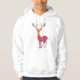 Reindeer tree lights mixed media collage art  hoodie