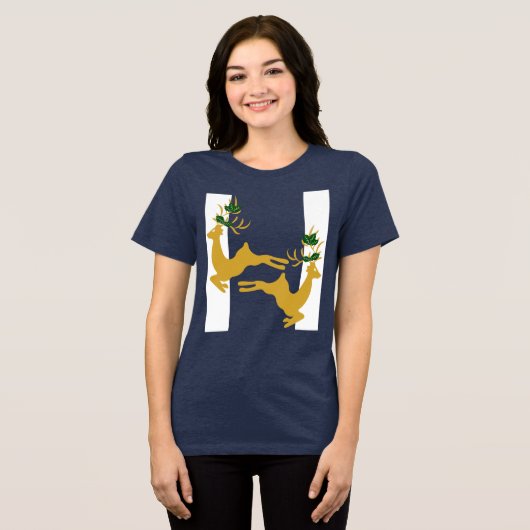 Reindeer Tri-Blend Shirt (Vorderseite voll)
