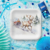 Reindeer und der Weihnachtsmann Pappteller (Party)