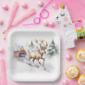 Reindeer und der Weihnachtsmann Pappteller (Party)