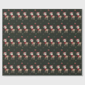 Reindeer und Red Berry Dark Green Wrapping Paper Geschenkpapier (Flach)