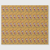Reindeer und Red Berry Ochre Wrapping Paper Geschenkpapier (Flach)