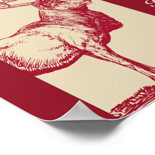 Reindeer Vintage Poster (Ecke)