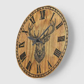 Reindeer Wall Clock - Wooden Style Design Große Wanduhr (Winkel)