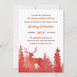 Reindeer Watercolor Red | Winterhochzeit Einladung
