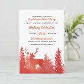 Reindeer Watercolor Red | Winterhochzeit Einladung (Stehend Vorderseite)