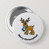Reindeer Wearing Yarmulke Chrismukkah Button (Vorne & Hinten)