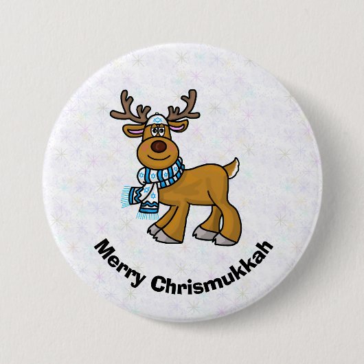 Reindeer Wearing Yarmulke Chrismukkah Button (Vorderseite)
