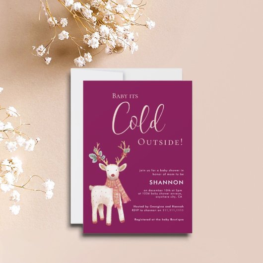 Reindeer Winter Cold Outside Baby Shower  Einladung