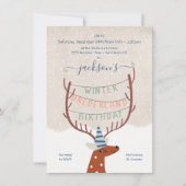 Reindeer Winter Onederland Geburtstagsparty Einladung (Vorderseite)