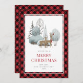 Reindeer Winter Scene Red Frohe Weihnachten (Vorne/Hinten)