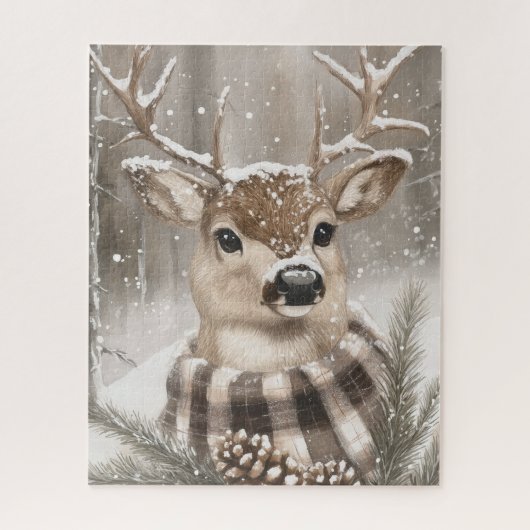 Reindeer Winter Snow Christmas Holiday Puzzle (Vertikal)