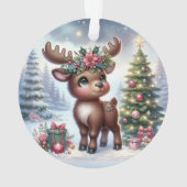 Reindeer with Poinsettia Antlers Ornament (Rückseite)