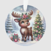 Reindeer with Poinsettia Antlers Ornament (Vorderseite)