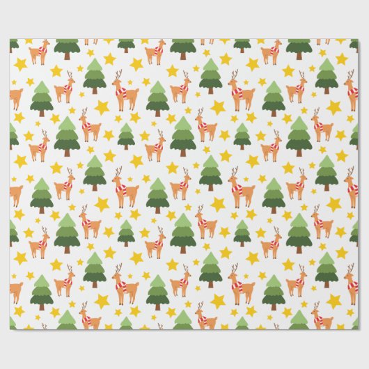 Reindeer Wonderland Christmas Tree Stars White Geschenkpapier (Flach)