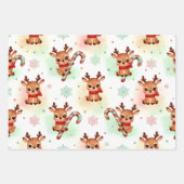Reindeer Wrapping Paper Flat Sheet Set of 3 Geschenkpapier Set (Vorderseite 3)