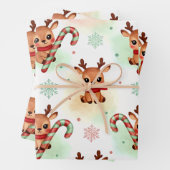 Reindeer Wrapping Paper Flat Sheet Set of 3 Geschenkpapier Set (Beispiel)