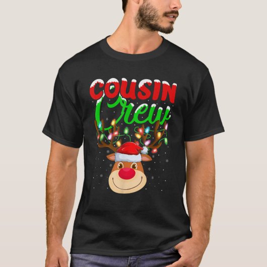 Reindeer Xmas Lights Cousin Crew Reindeer Christma T-Shirt (Vorderseite)