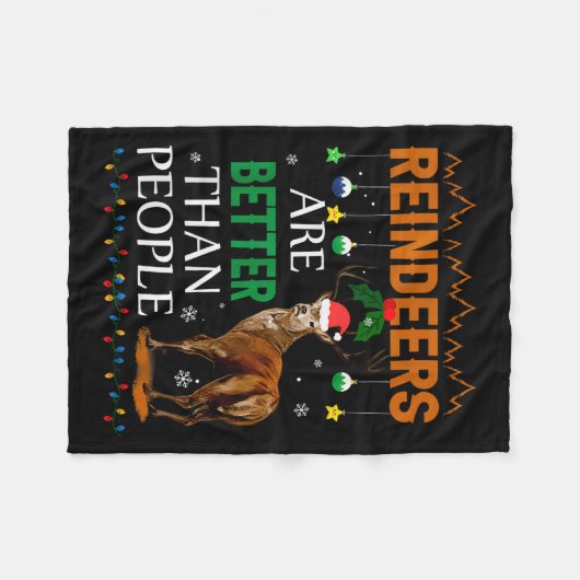 Reindeers Are Better Than People Funny Merry Chris Fleecedecke (Vorderseite (Horizontal))