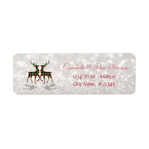 Reindeers Buffalo Kariert Glittery Bokeh Label