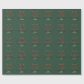 Reindeers Buffalo Kariert Green Frohe Weihnachten Geschenkpapier (Flach)