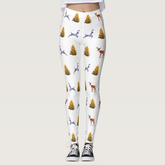 Reindeers Holiday Tree Leggings (Vorderseite)
