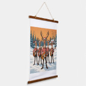 “Reindeers Playing Guitar for Christmas” brings a Wandteppich Mit Holzrahmen (Gewinkelt)
