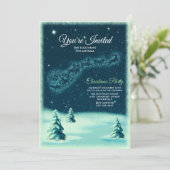 Reindeers Pulling Weihnachtsfeiertag des Weihnacht Einladung (Stehend Vorderseite)