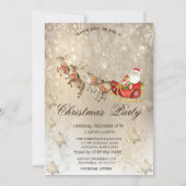 Reindeers Santa Claus Sleigh Snowflake Party Einladung (Vorderseite)