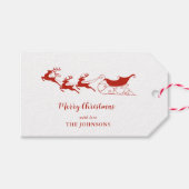 Reindeers & Sleigh Rot & Weiße Weihnachten Geschenkanhänger (Vorderseite (Horizontal))