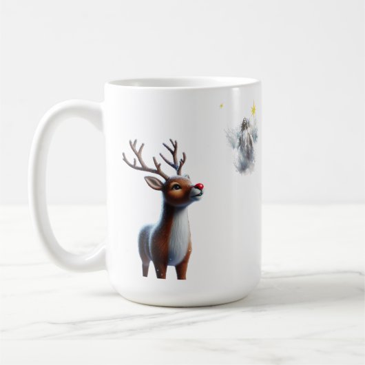 Reindeir Blick auf Jesus Weihnachtsmann Kaffeetasse (Links)