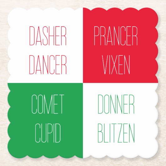 REINDENAMEN Scalloped Square Paper Untersetzer (Vorderseite)