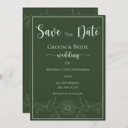 Reine Bliss: Die düstere Blume Hochzeit rettet das Save The Date (Vorne/Hinten)