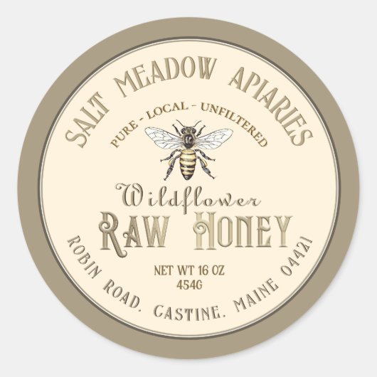 Reine einheimische Honig-Königin-Biene auf Elfenbe Runder Aufkleber (Vorderseite)