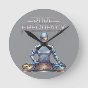 Reine Frequenz – Elektronische Musik Kunst Runde Wanduhr