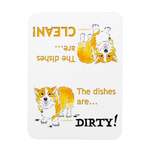 Reine Geschirr / schmutzige Geschirr Corgi (3x4) Magnet (Vertikal)