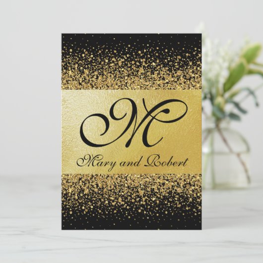 Reine Gold Elegance Einladung (Stehend Vorderseite)