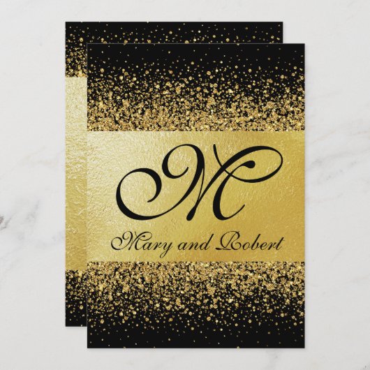 Reine Gold Elegance Einladung (Vorne/Hinten)