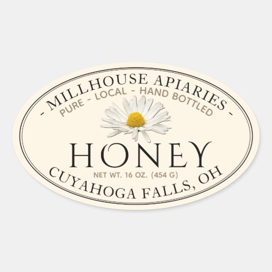 Reine handgetränkte Rohmilch mit Daisy Ovaler Aufkleber (Vorderseite)