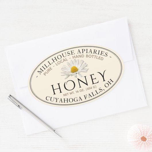 Reine handgetränkte Rohmilch mit Daisy Ovaler Aufkleber (Umschlag)