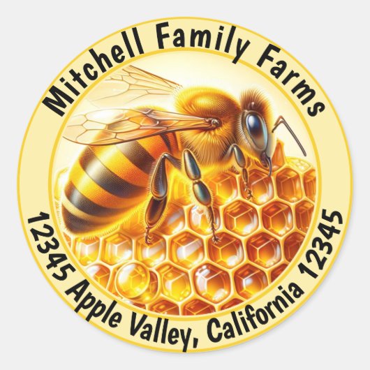 Reine Honey Bee Lable Runder Aufkleber (Vorderseite)