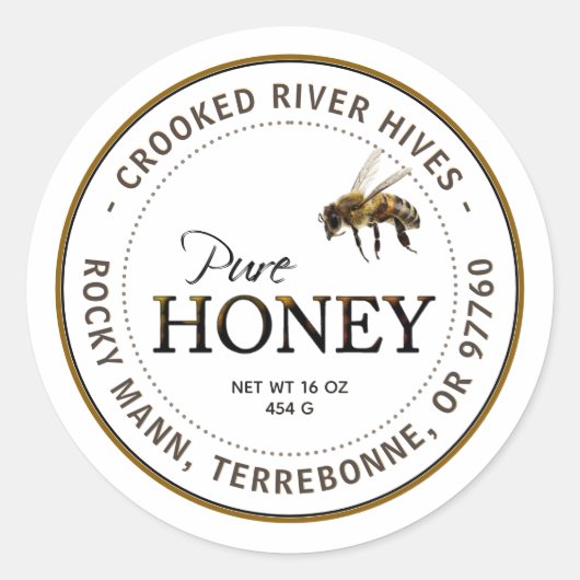 Reine Honigbiene mit Honigwabenmuster Runder Aufkleber (Vorderseite)