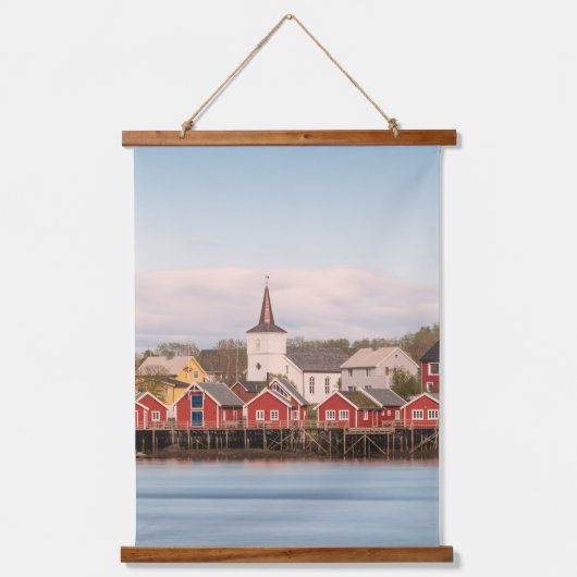 Reine Lofoten Norwegen Wandteppich Mit Holzrahmen (Vorderseite)