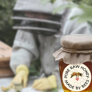 REINE RAW HONEY Honeybee Honeycomb and Heart Runder Aufkleber