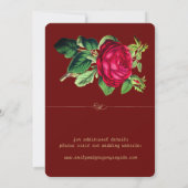 Reine rote und goldene Eleganz, rote Rosen Save The Date (Rückseite)