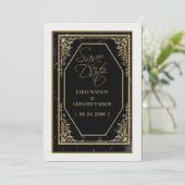 Reine schwarze und goldene Eleganz Save The Date (Stehend Vorderseite)